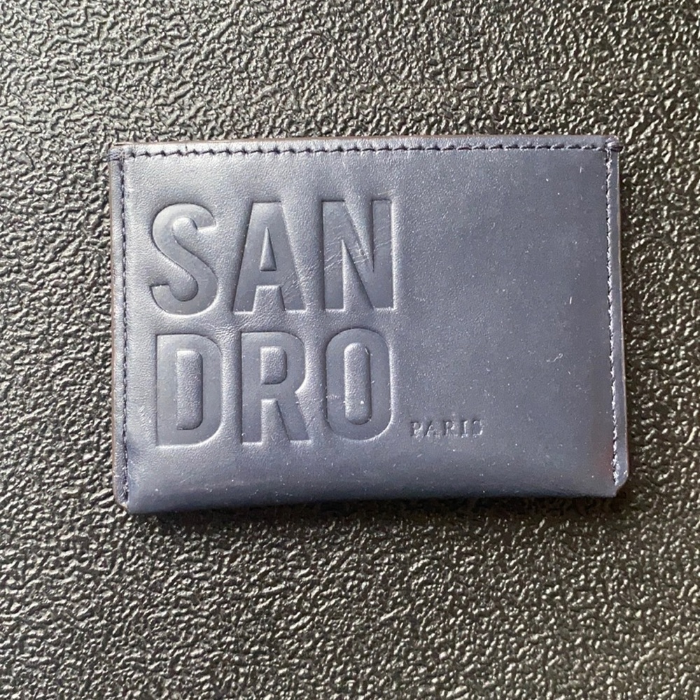 Sandro navy leather card holder